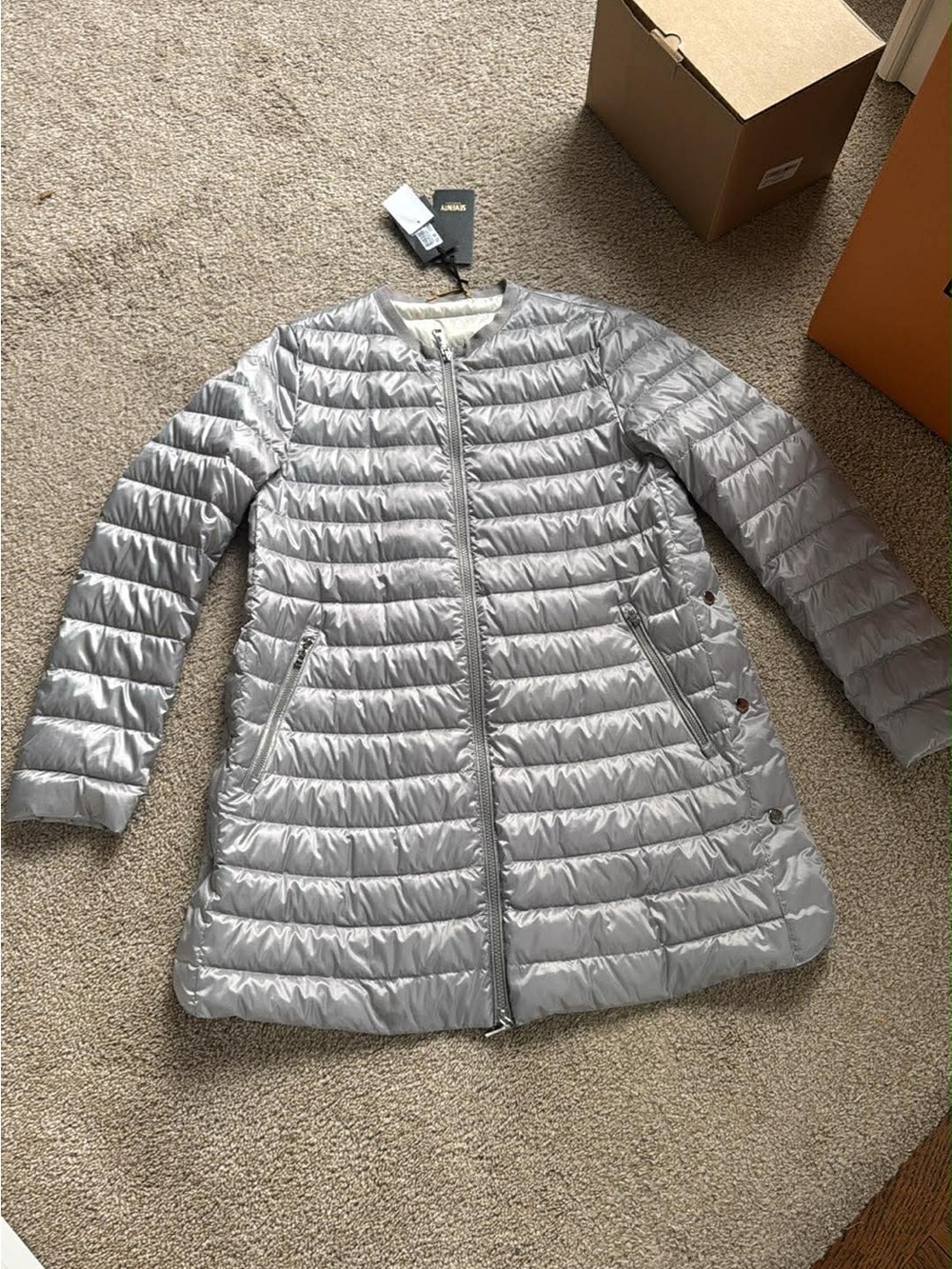 NWT Nordstrom - Seventy Venezia Silver Quilted Packable Puffer Coat - Women